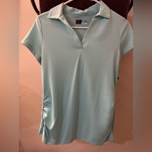 PGA Tour Airflux Women's Light Aqua Short Sleeve Polo Golf Tennis Top